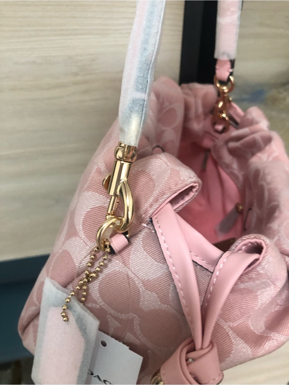 Coach Pink Signature Jacquard Crossbody Bag with Gold Hardware - Picture 12 of 12